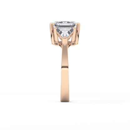 Emerald Three Stone Lab Grown Diamond Engagement Ring
