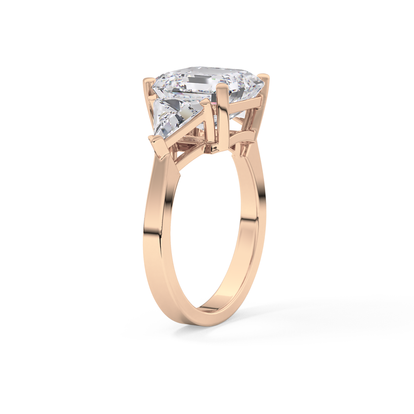 Emerald Three Stone Lab Grown Diamond Engagement Ring