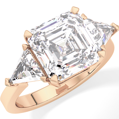Emerald Three Stone Lab Grown Diamond Engagement Ring