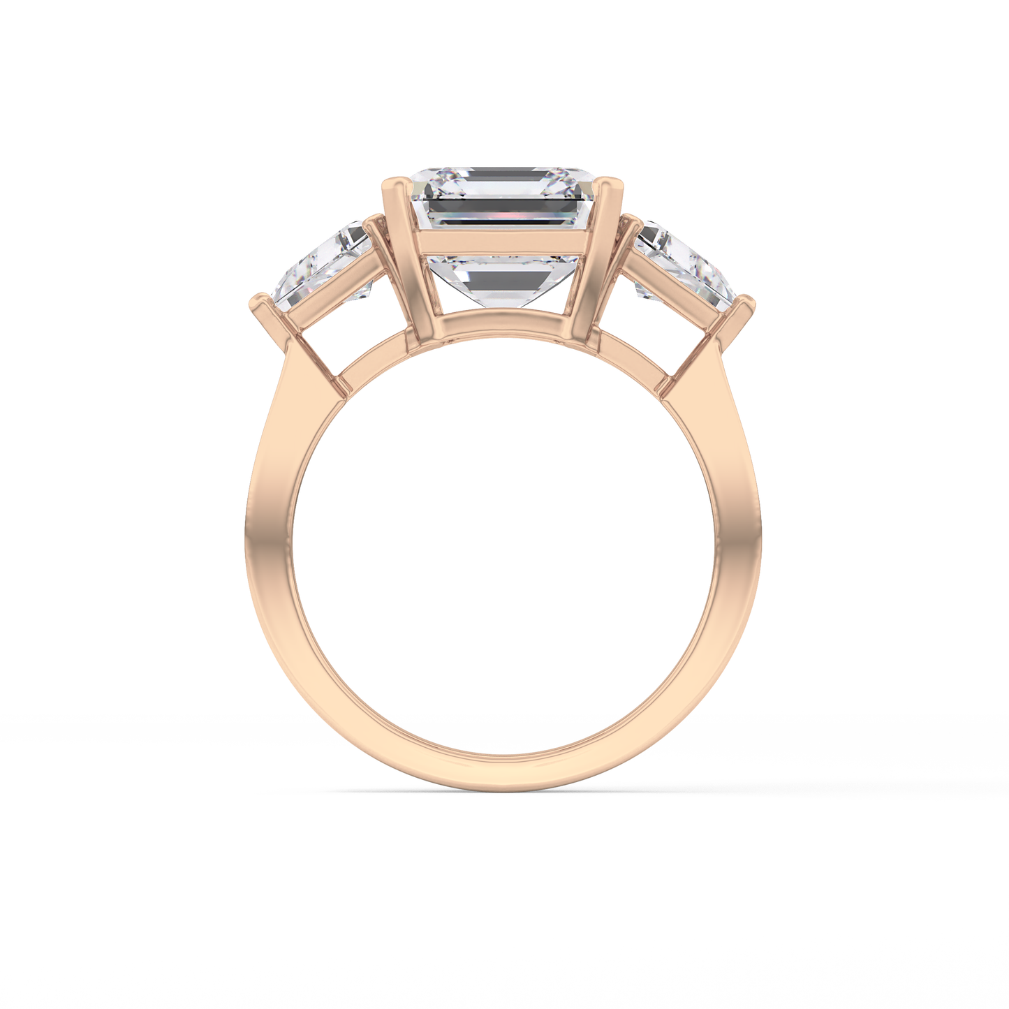 Emerald Three Stone Lab Grown Diamond Engagement Ring