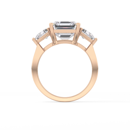 Emerald Three Stone Lab Grown Diamond Engagement Ring