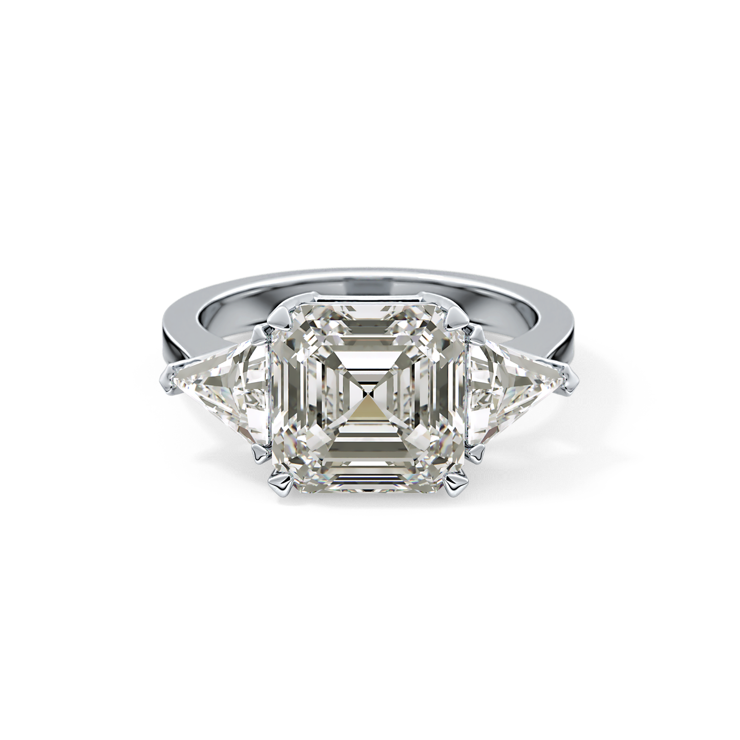 Emerald Three Stone Lab Grown Diamond Engagement Ring