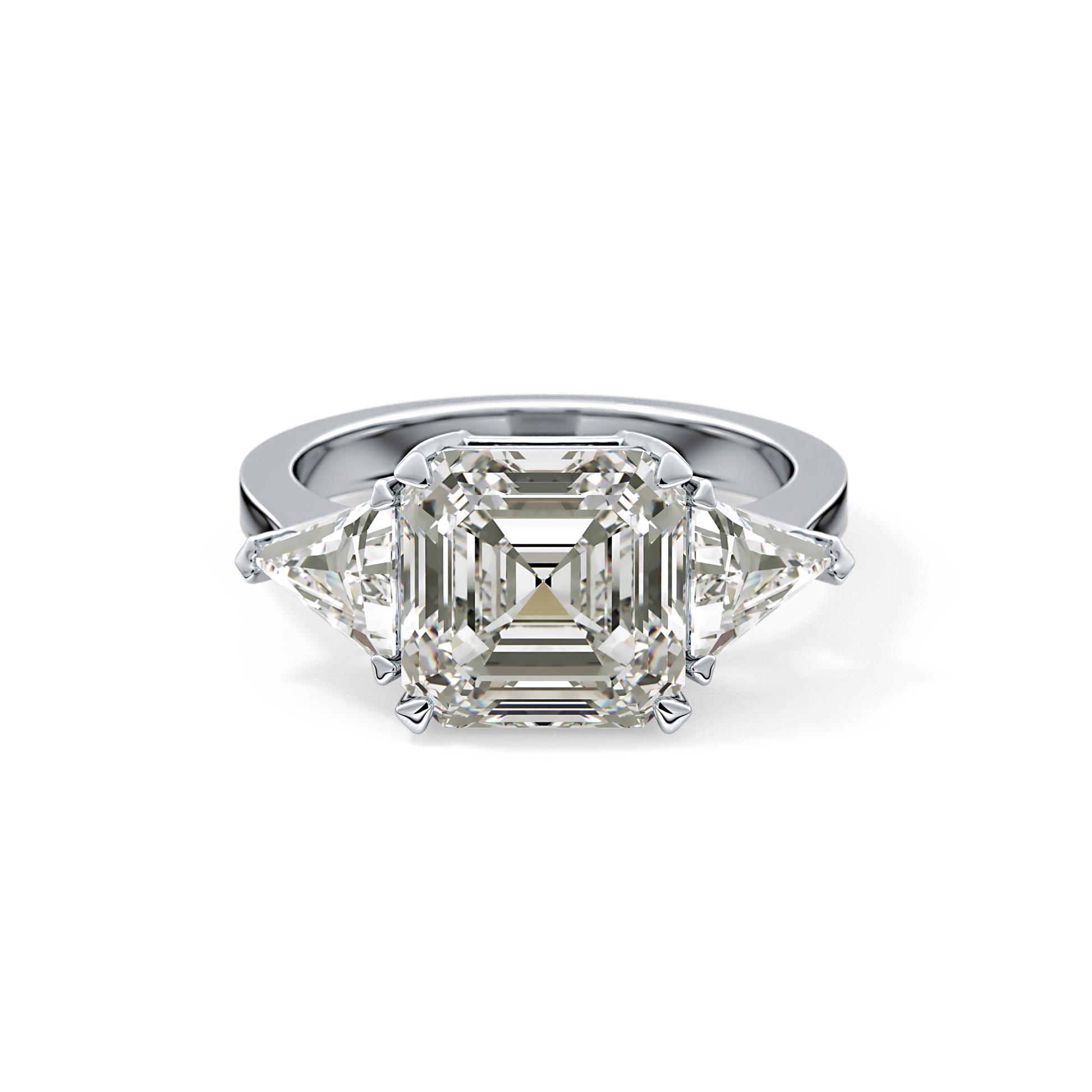 Emerald Three Stone Lab Grown Diamond Engagement Ring