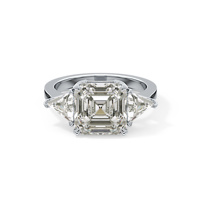 Emerald Three Stone Lab Grown Diamond Engagement Ring