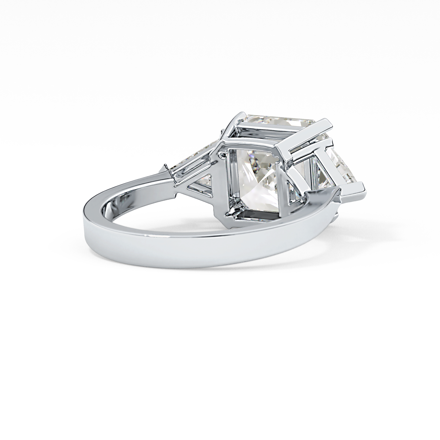 Emerald Three Stone Lab Grown Diamond Engagement Ring