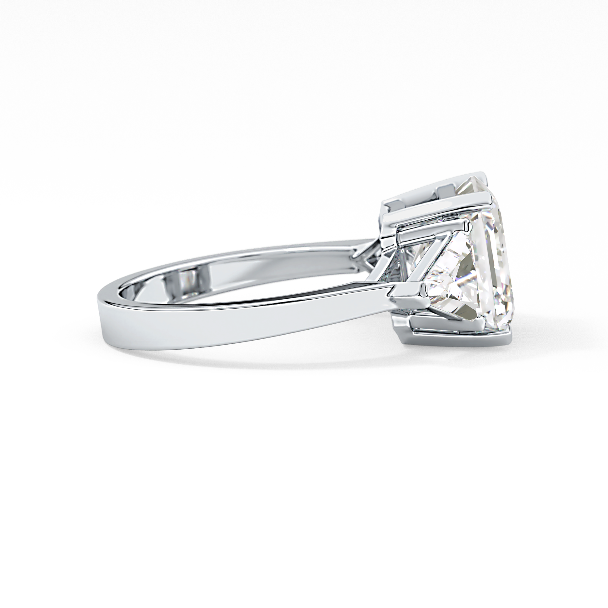 Emerald Three Stone Lab Grown Diamond Engagement Ring