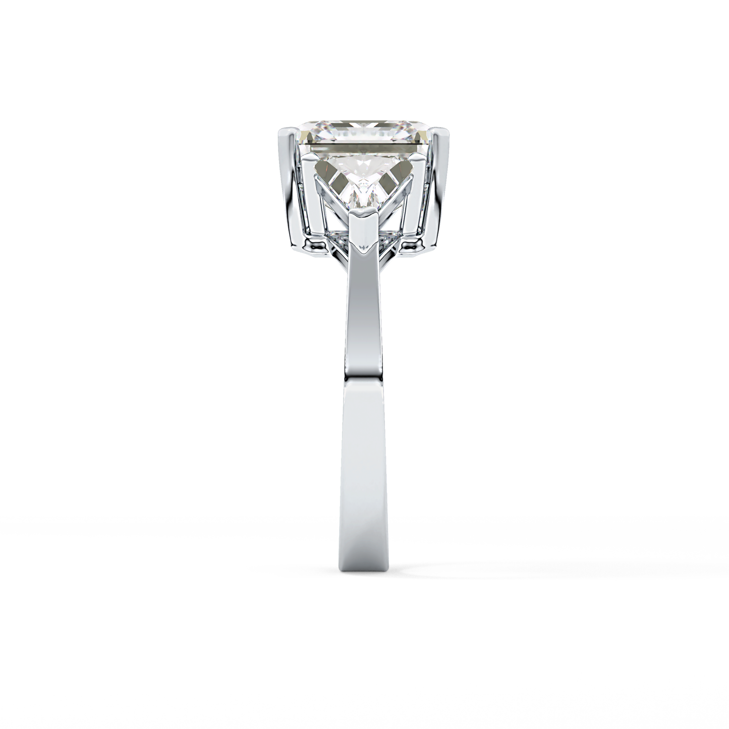 Emerald Three Stone Lab Grown Diamond Engagement Ring