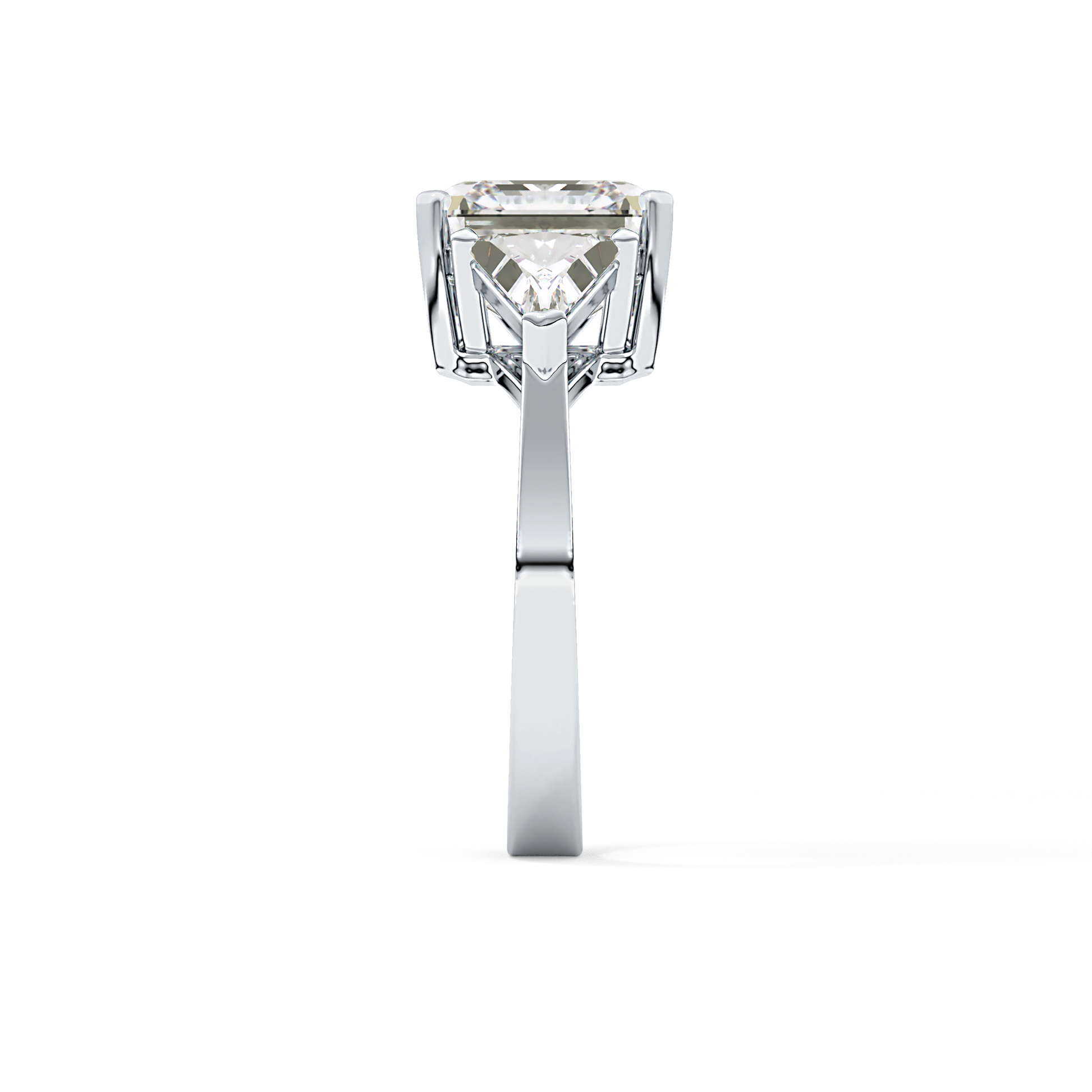 Emerald Three Stone Lab Grown Diamond Engagement Ring