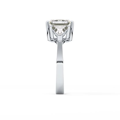 Emerald Three Stone Lab Grown Diamond Engagement Ring