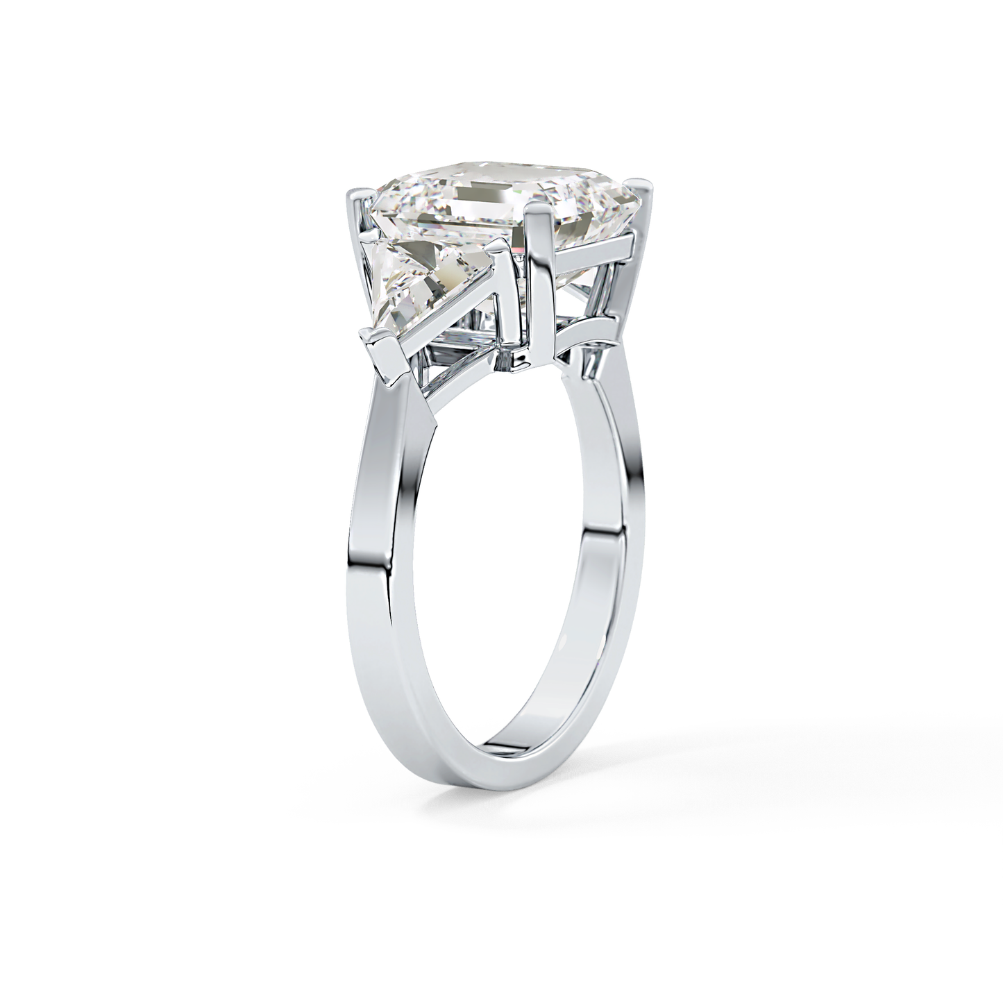 Emerald Three Stone Lab Grown Diamond Engagement Ring