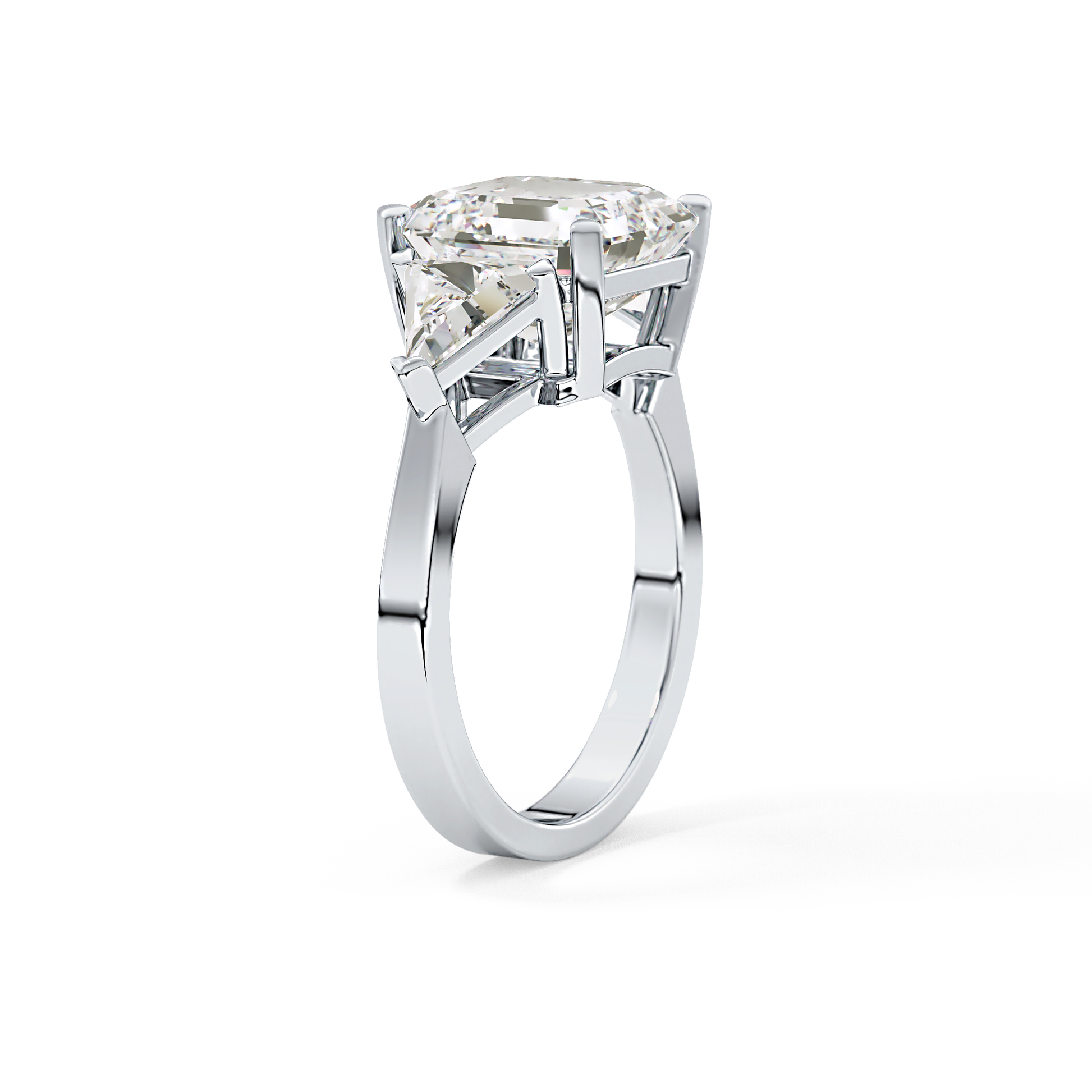 Emerald Three Stone Lab Grown Diamond Engagement Ring