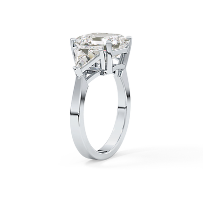 Emerald Three Stone Lab Grown Diamond Engagement Ring