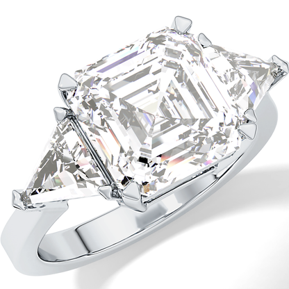 Emerald Three Stone Lab Grown Diamond Engagement Ring