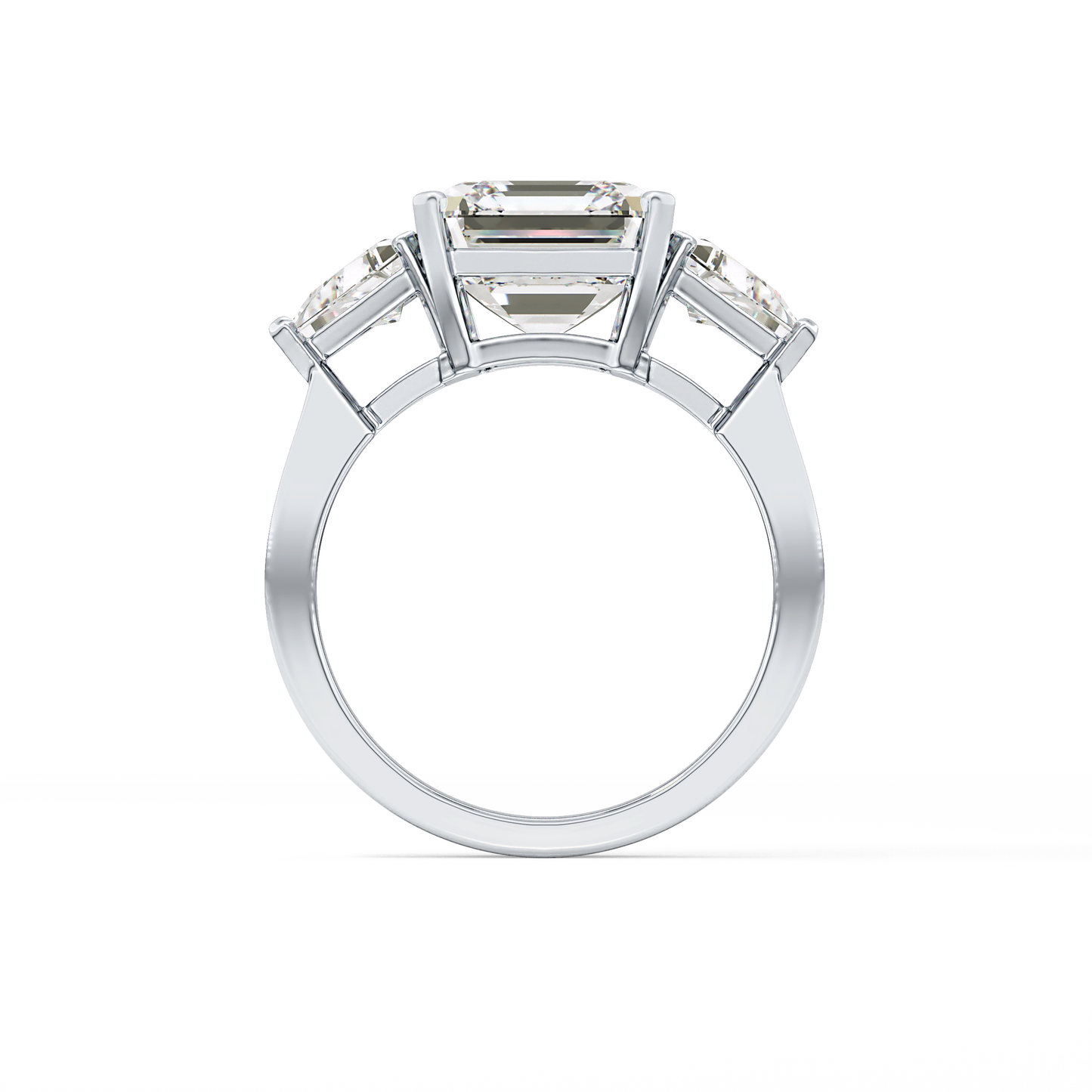 Emerald Three Stone Lab Grown Diamond Engagement Ring