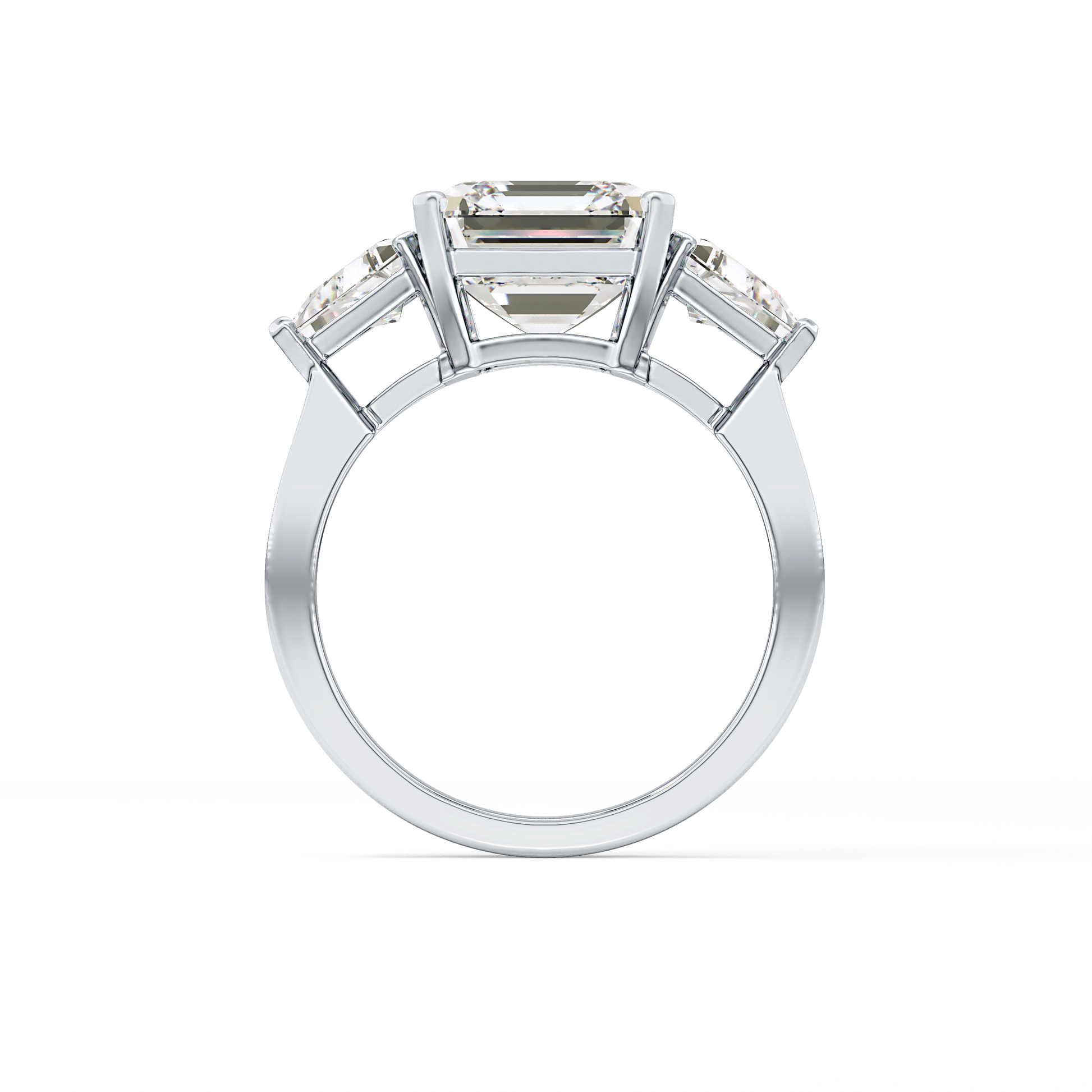 Emerald Three Stone Lab Grown Diamond Engagement Ring