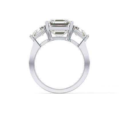 Emerald Three Stone Lab Grown Diamond Engagement Ring