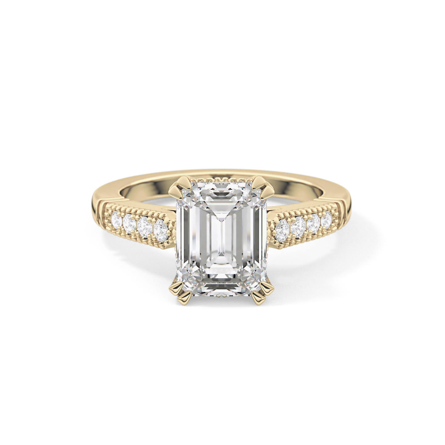 Emerald Pave Lab Grown Diamond Engagement Ring