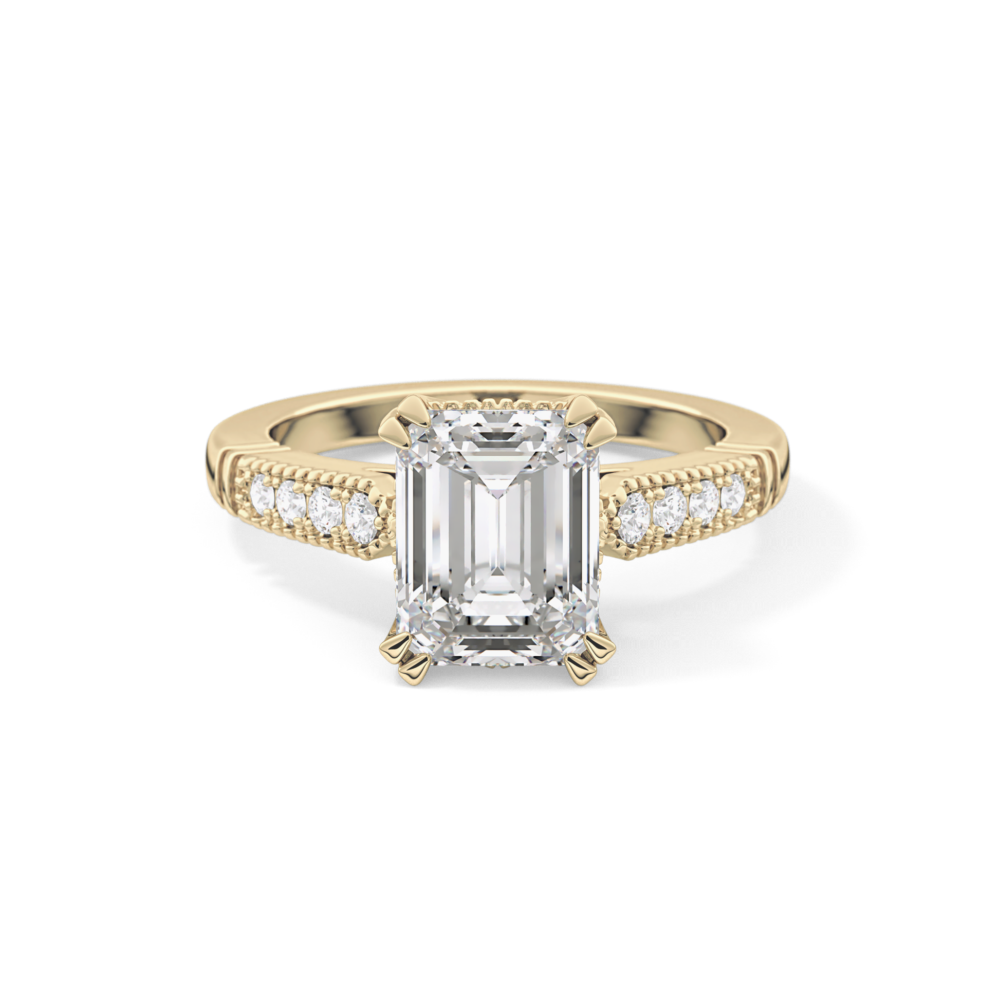 Emerald Pave Lab Grown Diamond Engagement Ring