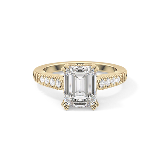 Emerald Pave Lab Grown Diamond Engagement Ring