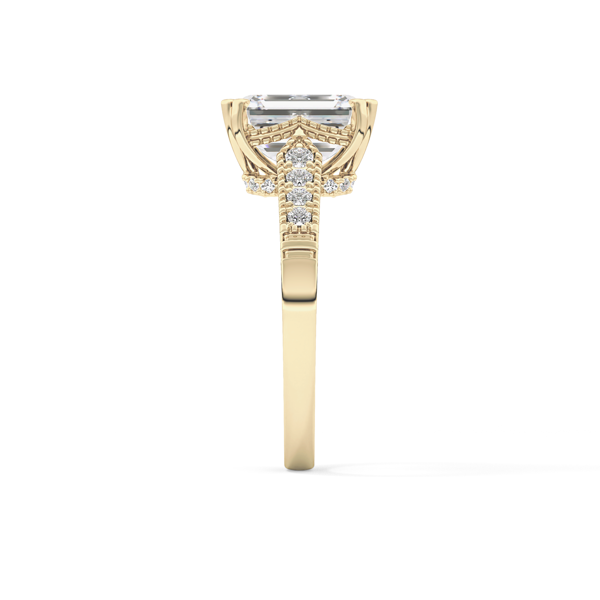 Emerald Pave Lab Grown Diamond Engagement Ring
