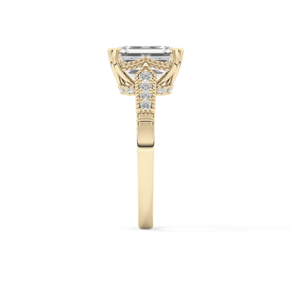 Emerald Pave Lab Grown Diamond Engagement Ring