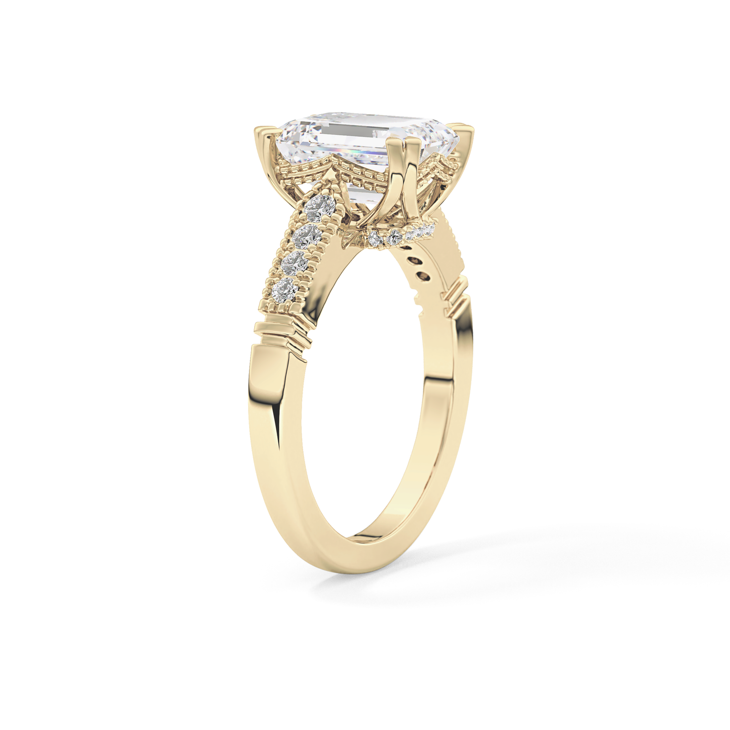 Emerald Pave Lab Grown Diamond Engagement Ring