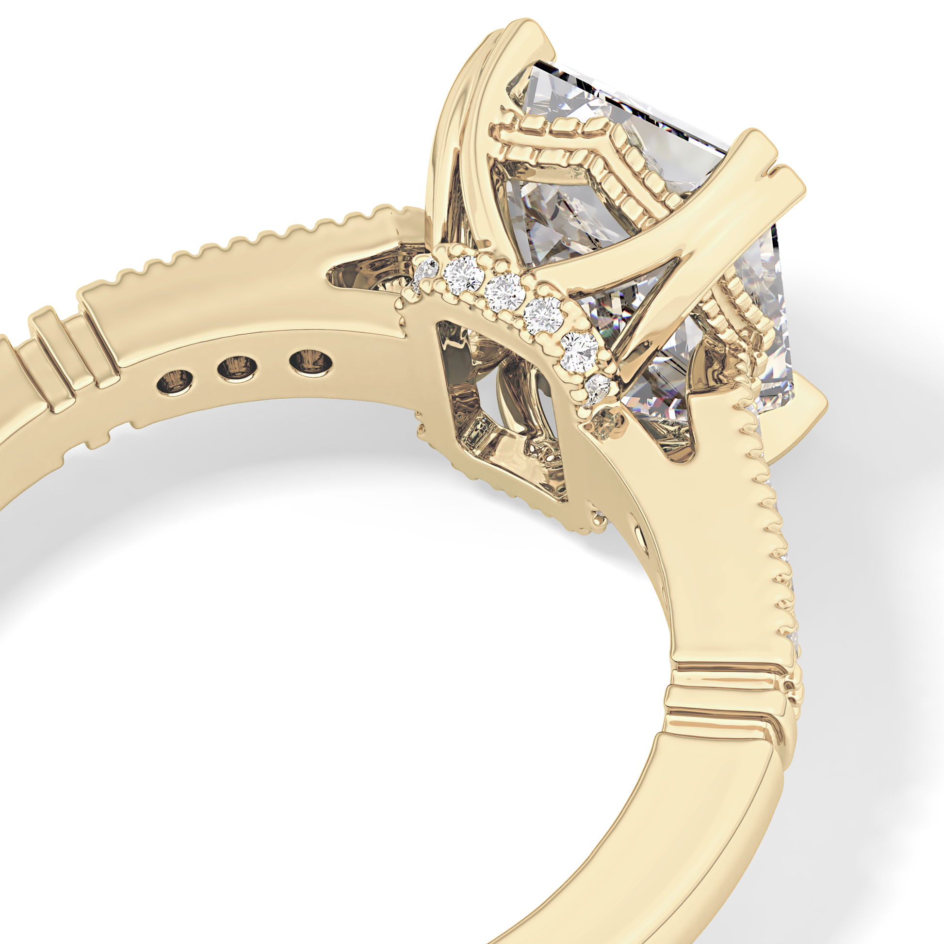 Emerald Pave Lab Grown Diamond Engagement Ring