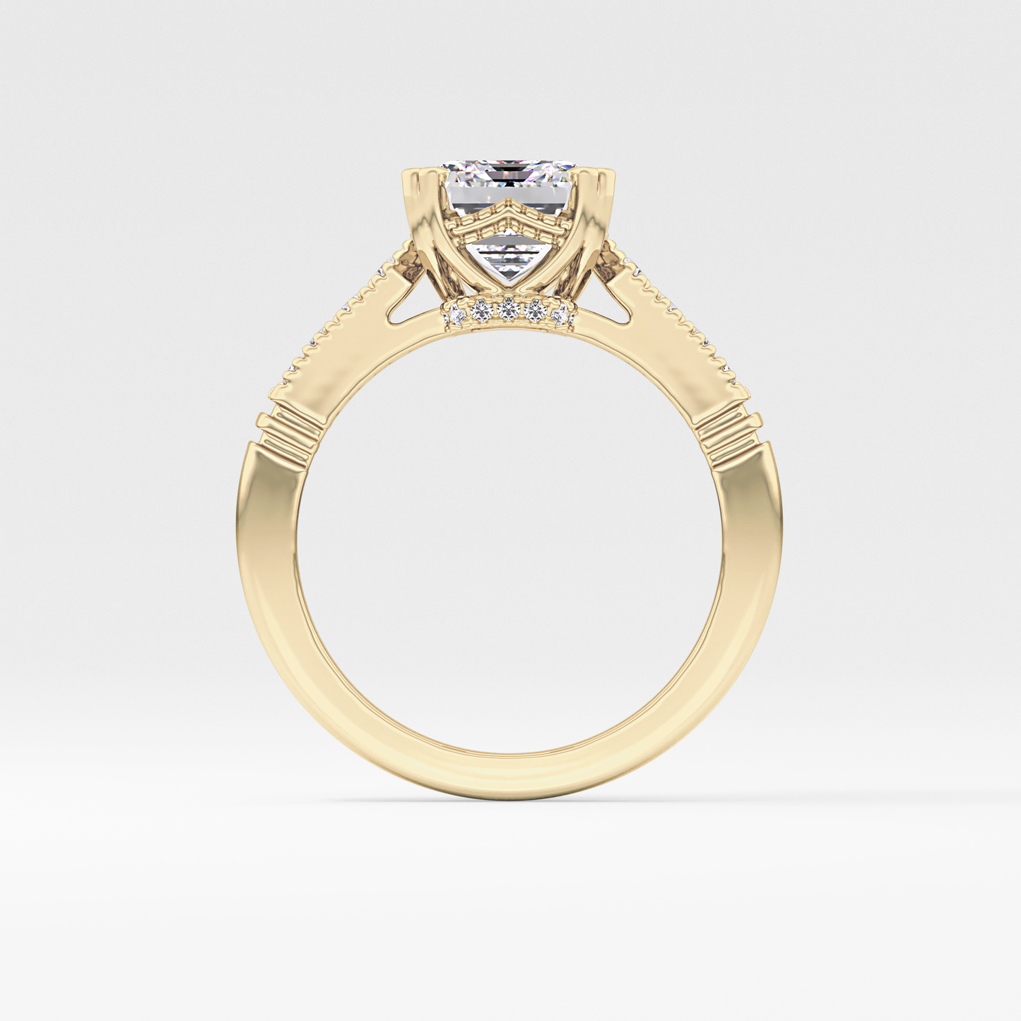 Emerald Pave Lab Grown Diamond Engagement Ring