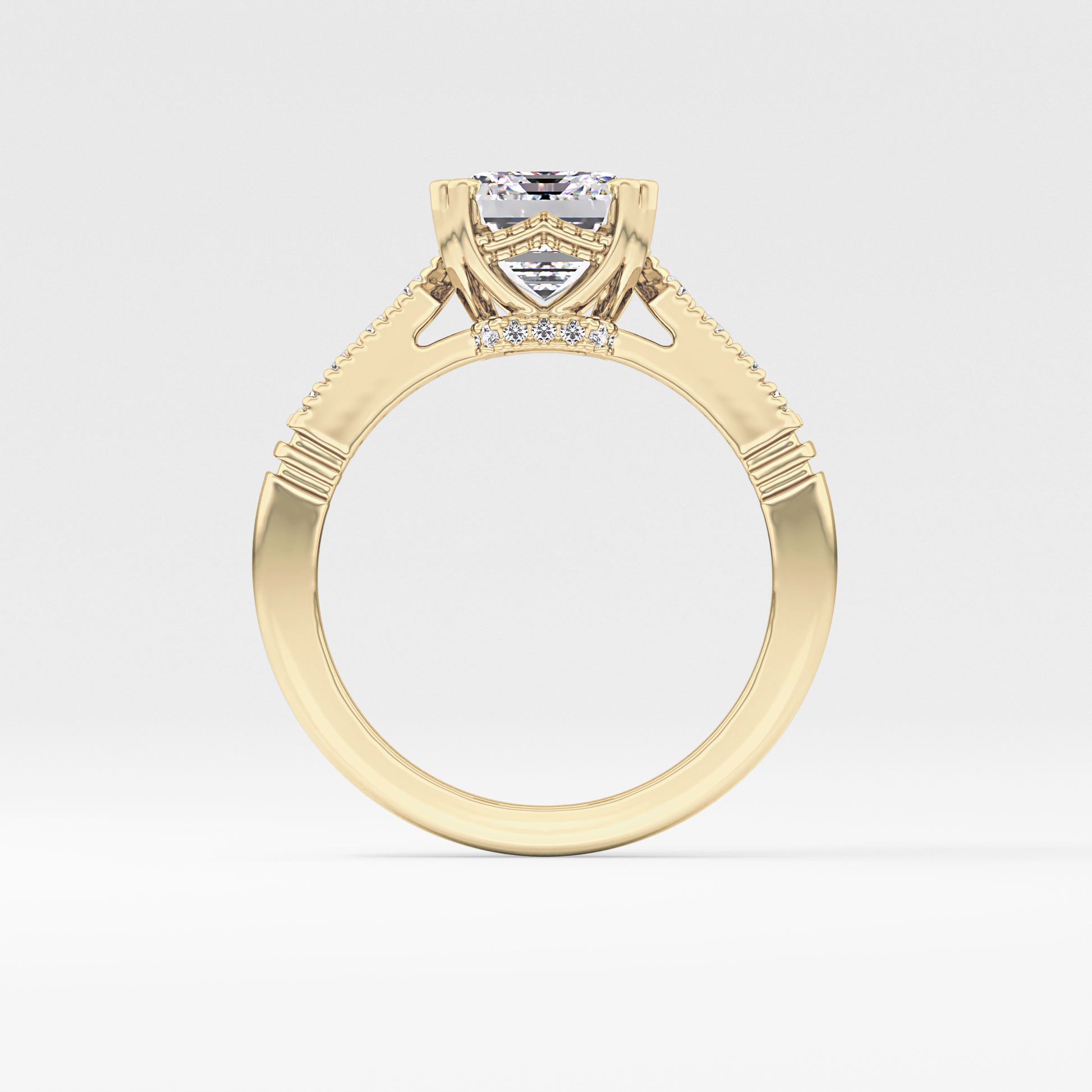 Emerald Pave Lab Grown Diamond Engagement Ring