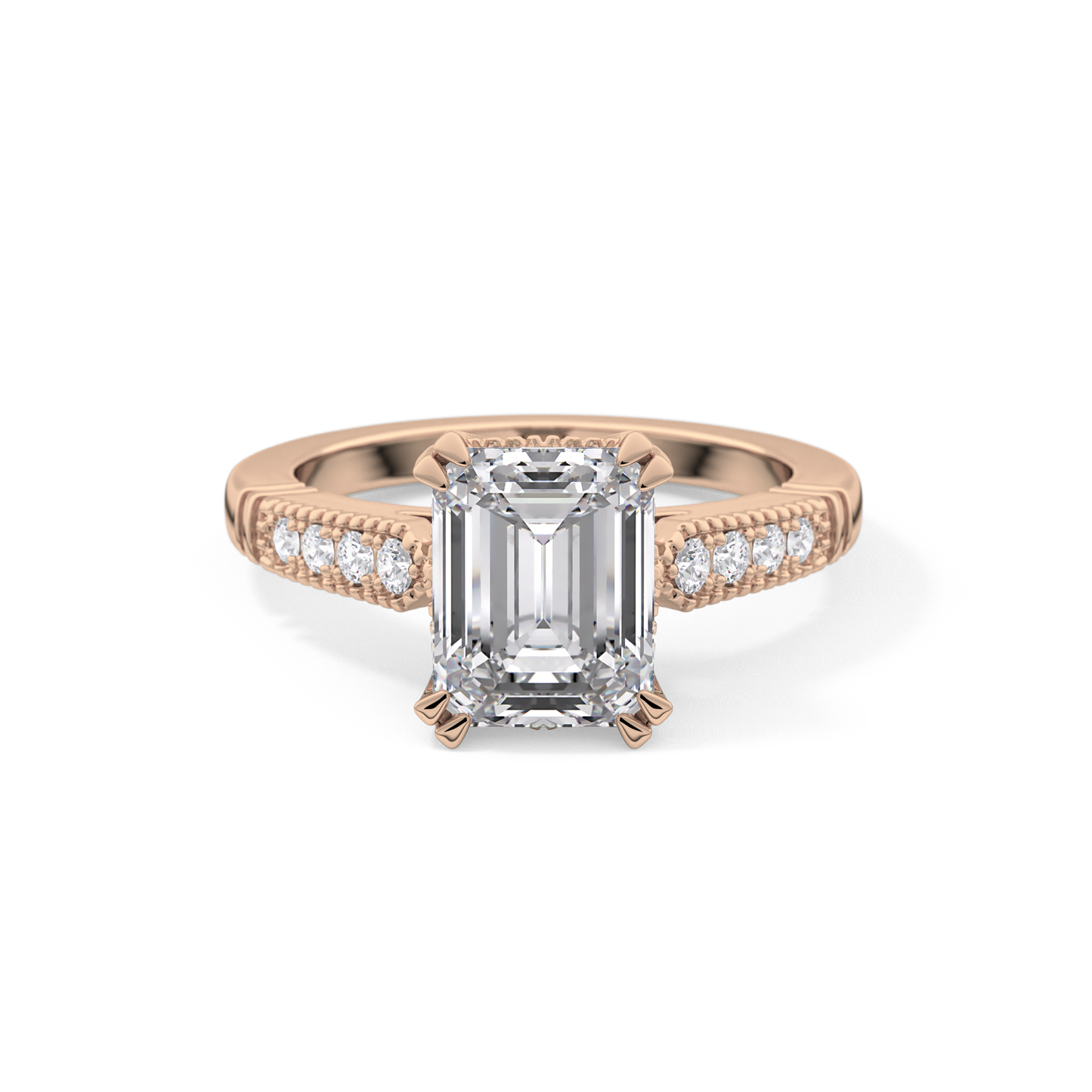 Emerald Pave Lab Grown Diamond Engagement Ring