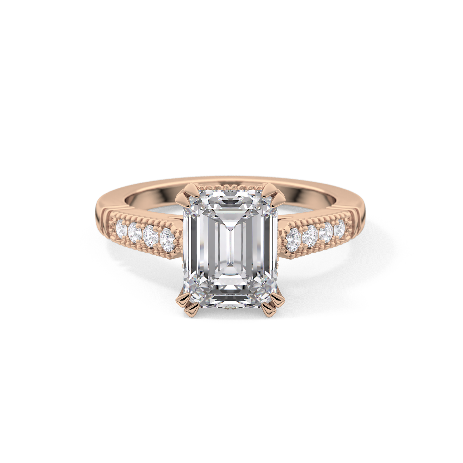 Emerald Pave Lab Grown Diamond Engagement Ring