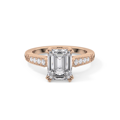 Emerald Pave Lab Grown Diamond Engagement Ring