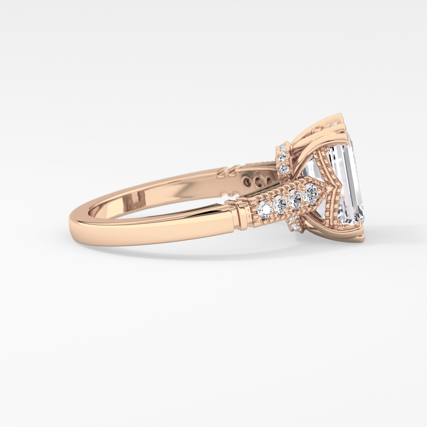 Emerald Pave Lab Grown Diamond Engagement Ring