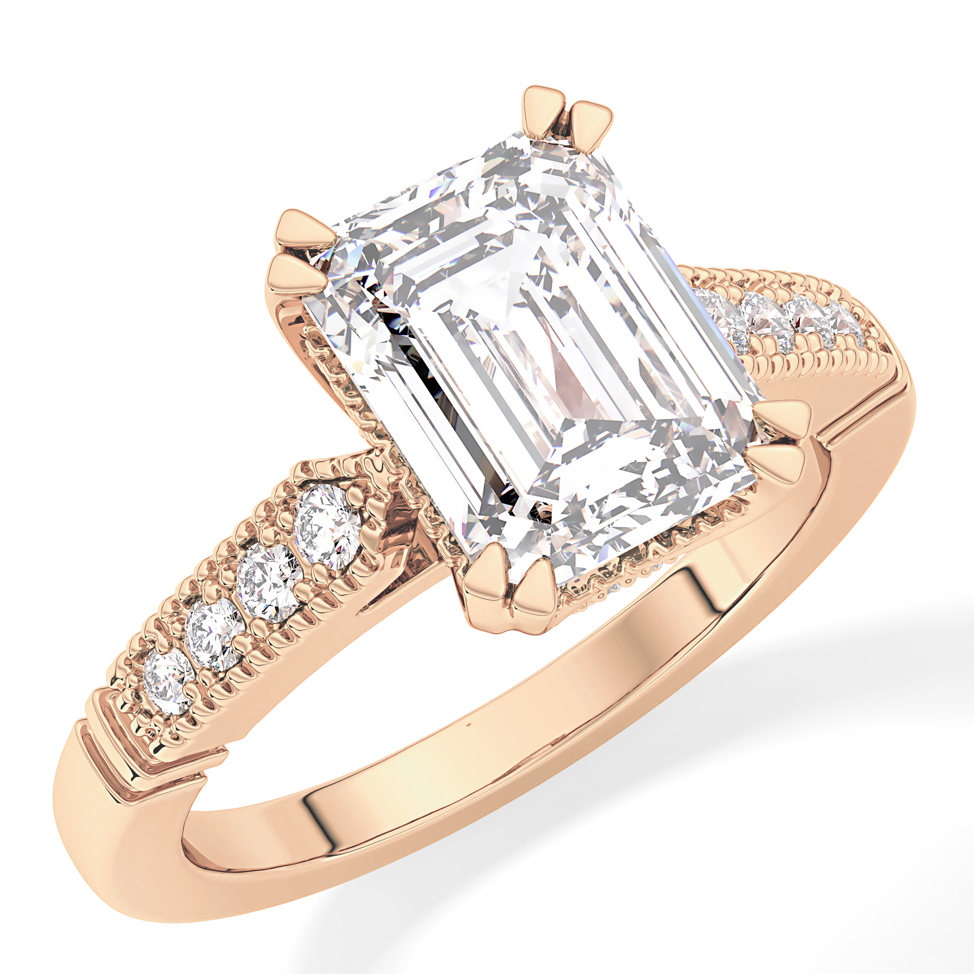 Emerald Pave Lab Grown Diamond Engagement Ring