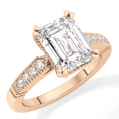 Emerald Pave Lab Grown Diamond Engagement Ring
