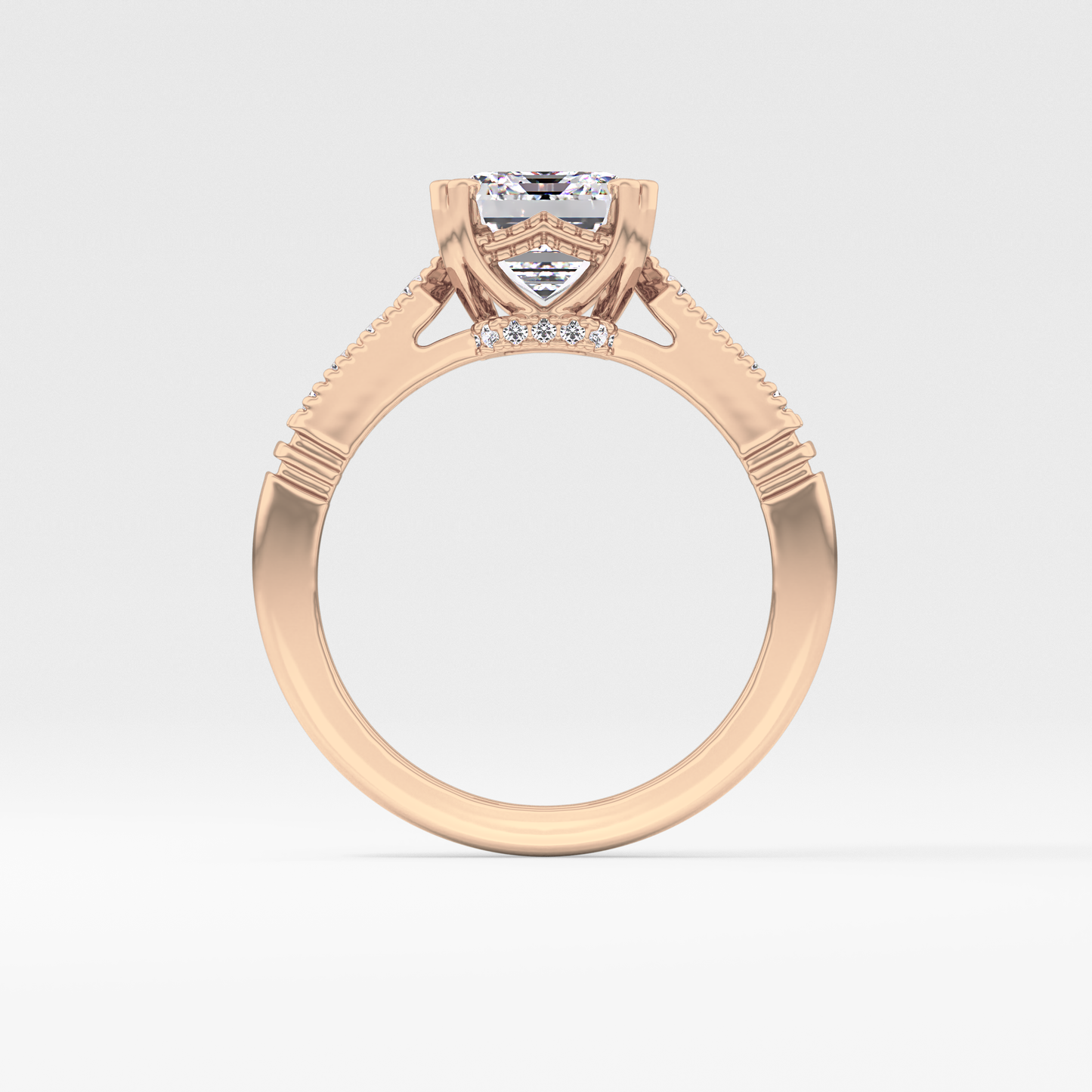 Emerald Pave Lab Grown Diamond Engagement Ring