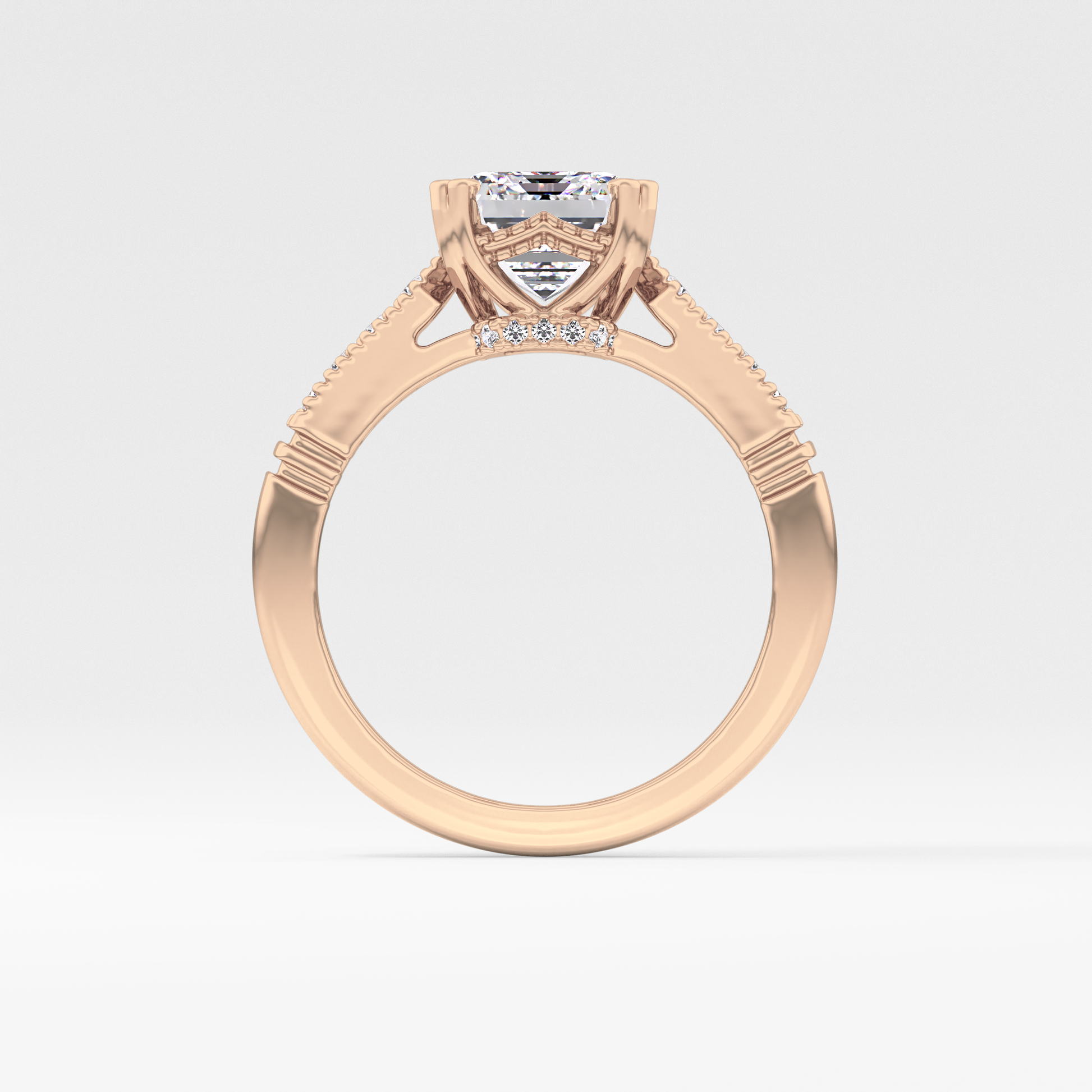 Emerald Pave Lab Grown Diamond Engagement Ring