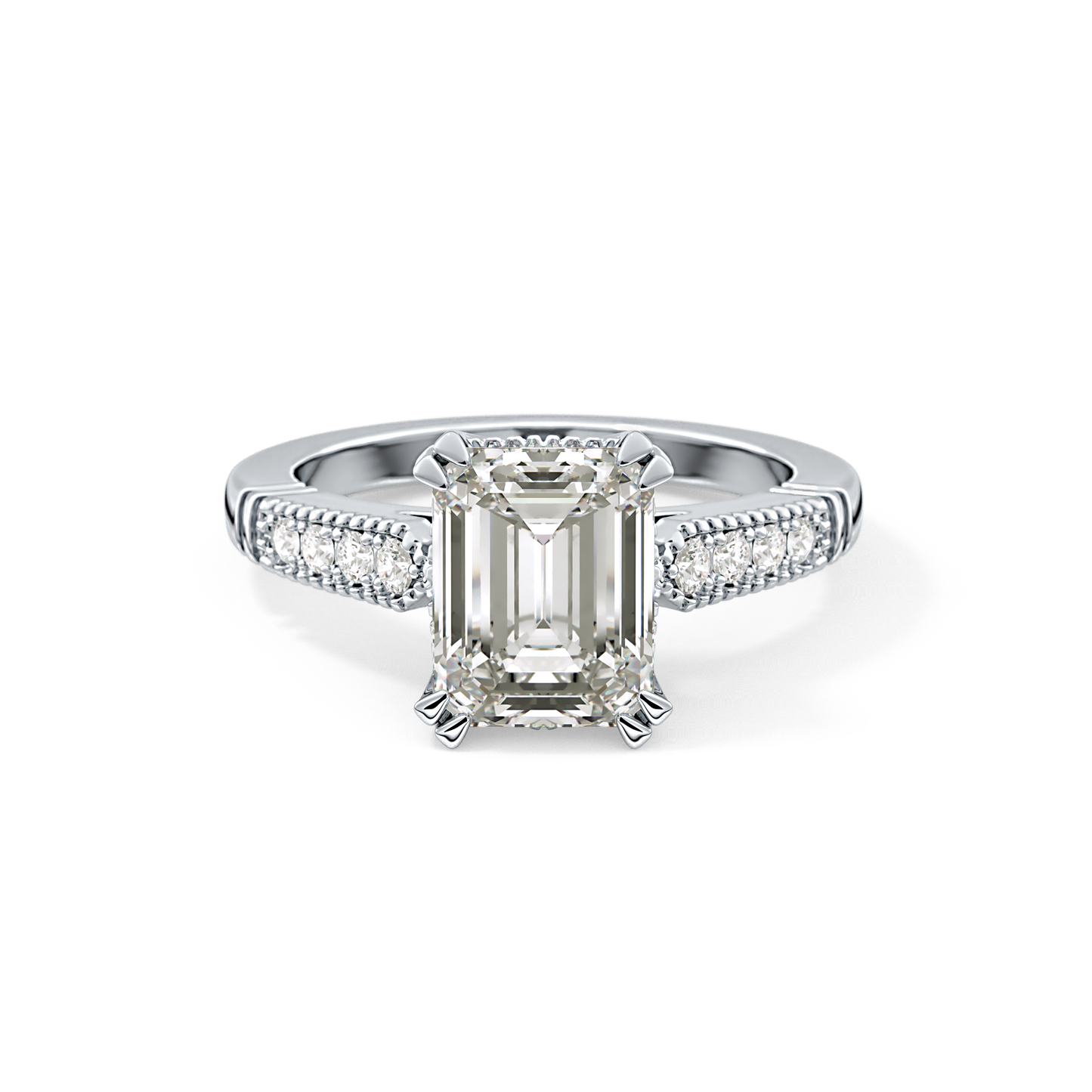 Emerald Pave Lab Grown Diamond Engagement Ring