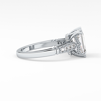 Emerald Pave Lab Grown Diamond Engagement Ring