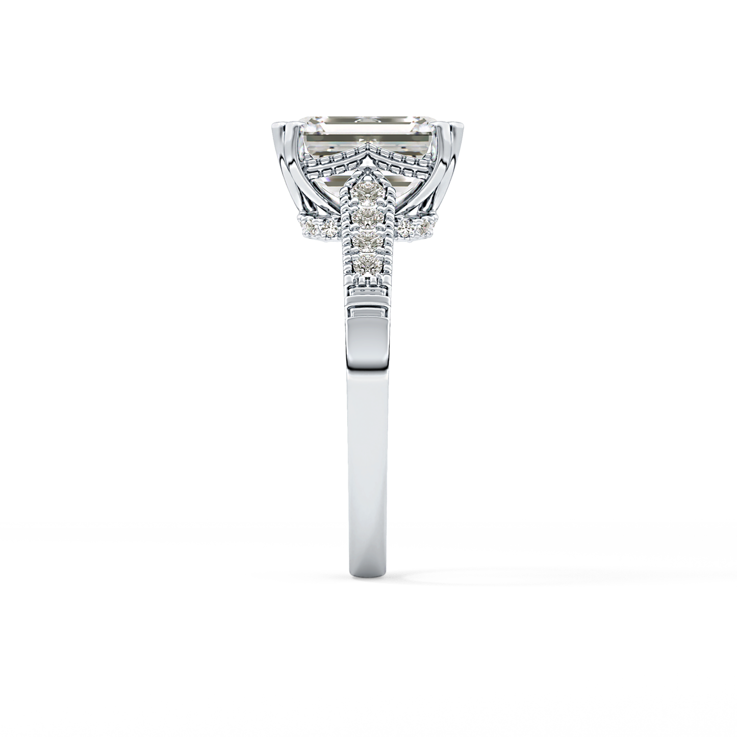 Emerald Pave Lab Grown Diamond Engagement Ring