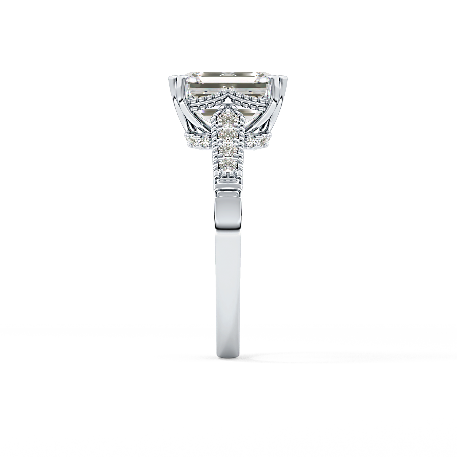 Emerald Pave Lab Grown Diamond Engagement Ring