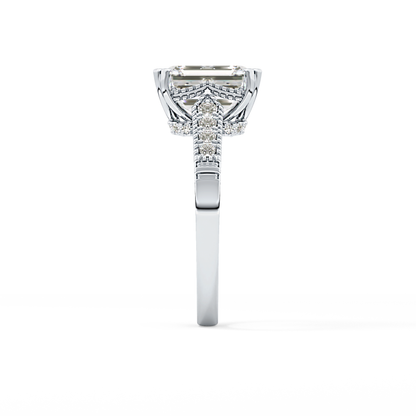 Emerald Pave Lab Grown Diamond Engagement Ring