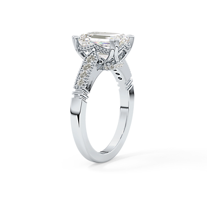 Emerald Pave Lab Grown Diamond Engagement Ring