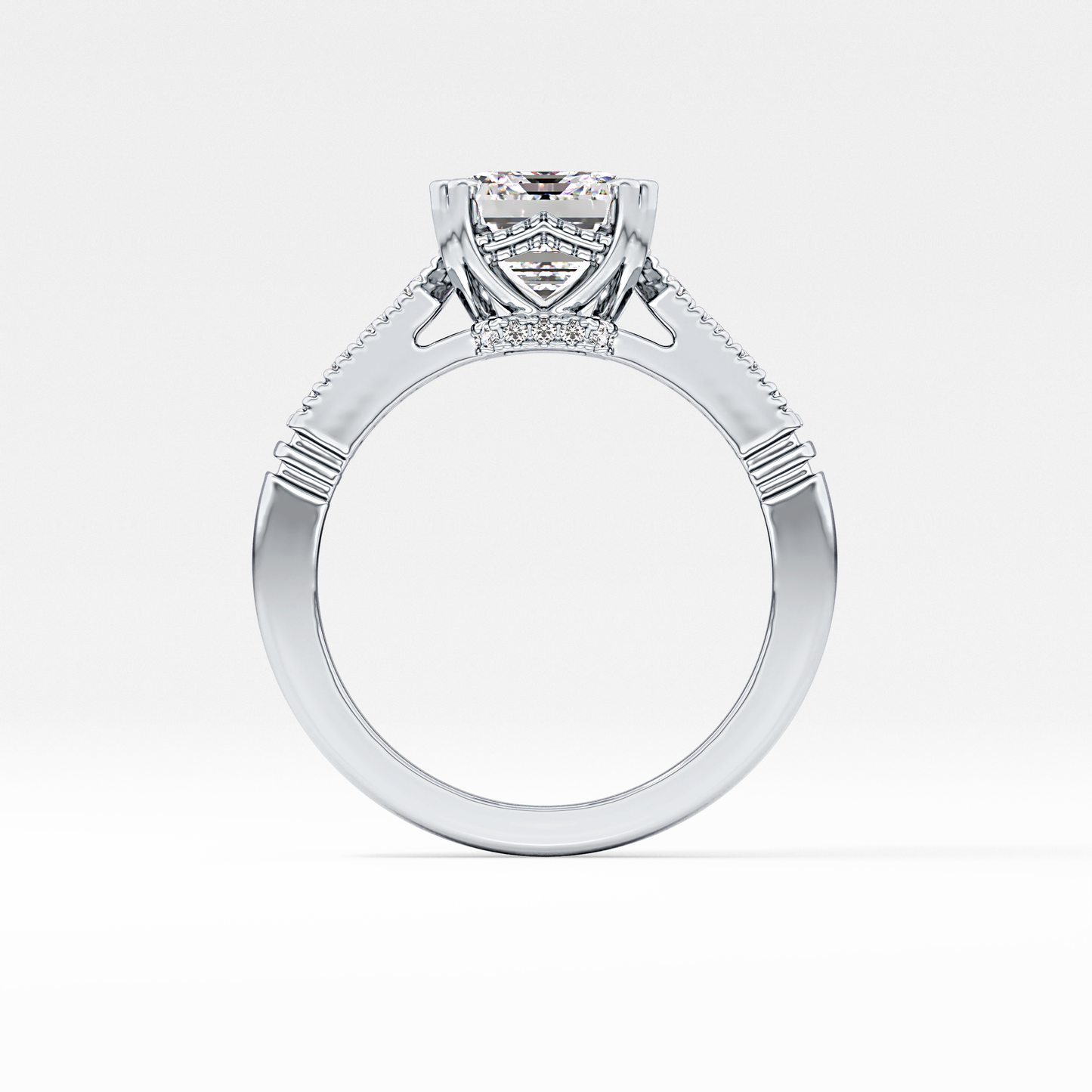 Emerald Pave Lab Grown Diamond Engagement Ring