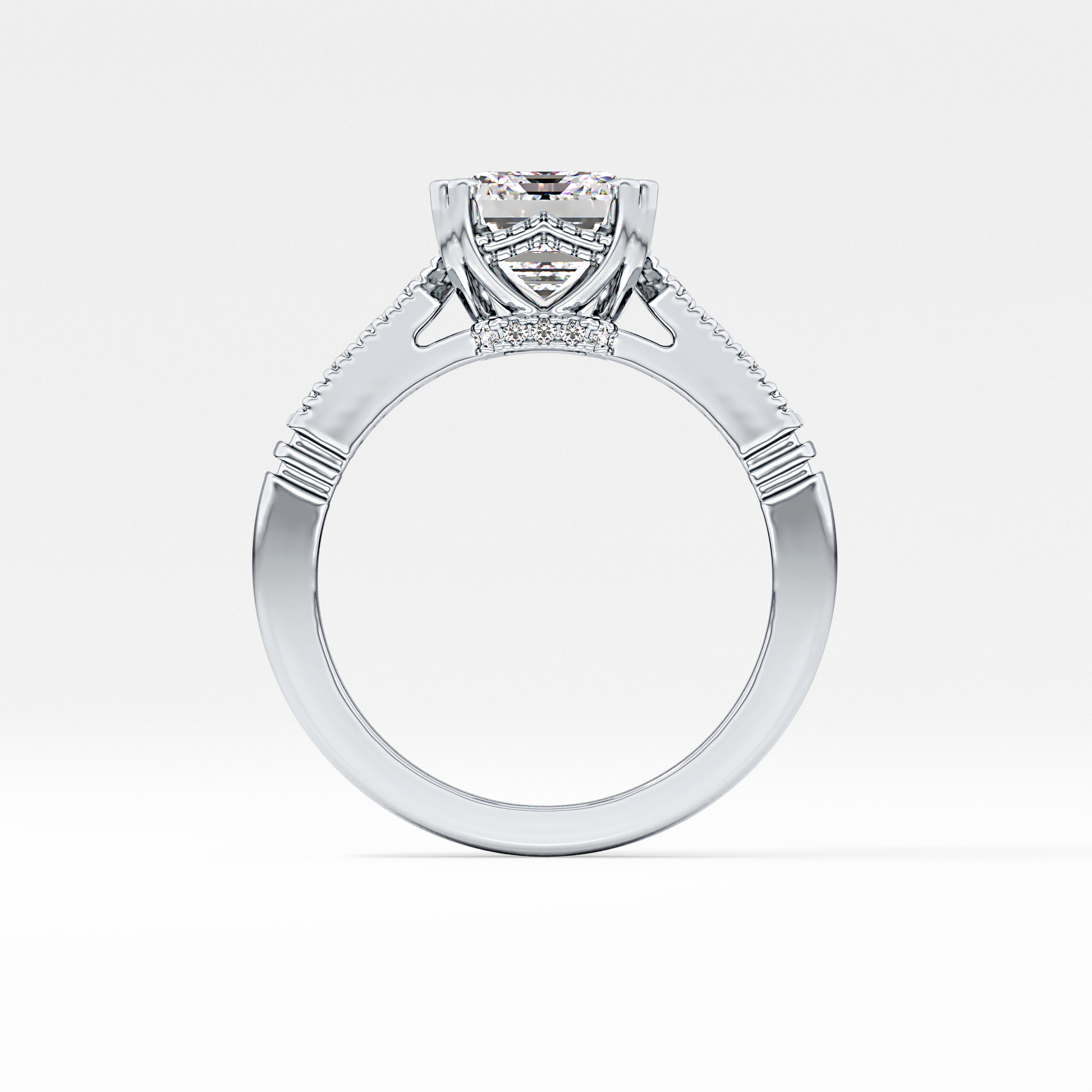 Emerald Pave Lab Grown Diamond Engagement Ring