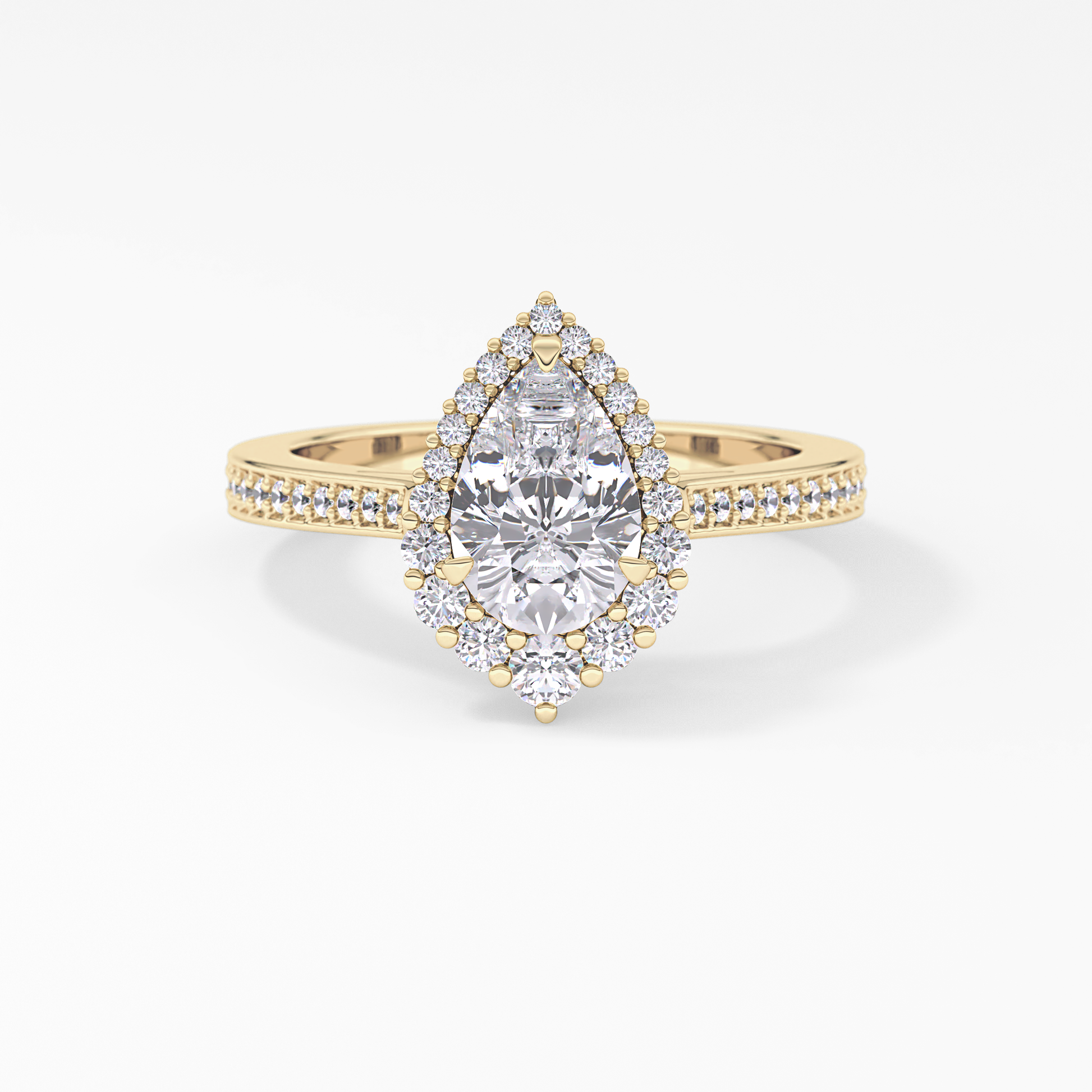 Pear Cut 1.2 Carat Moissanite Ring – Halo & Pave Setting in Gold