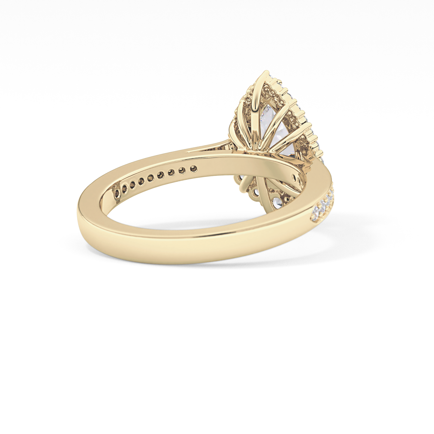 Pear Cut 1.2 Carat Moissanite Ring – Halo & Pave Setting in Gold