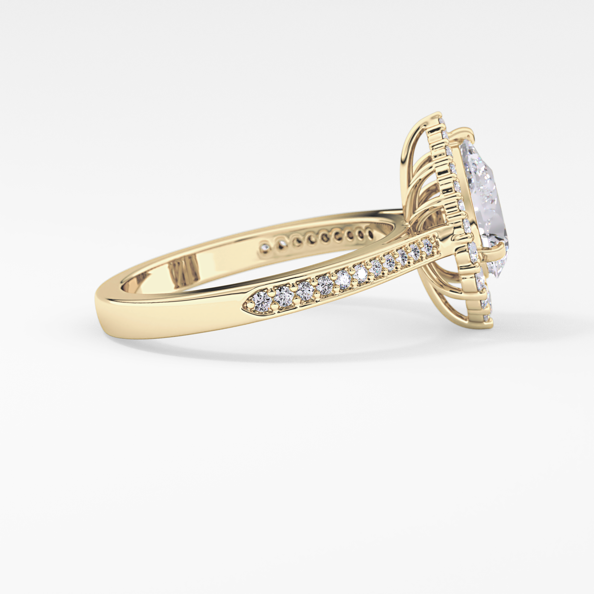 Pear Cut 1.2 Carat Moissanite Ring – Halo & Pave Setting in Gold