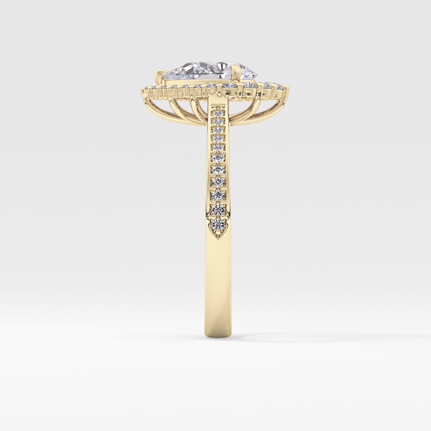 Pear Cut 1.2 Carat Moissanite Ring – Halo & Pave Setting in Gold