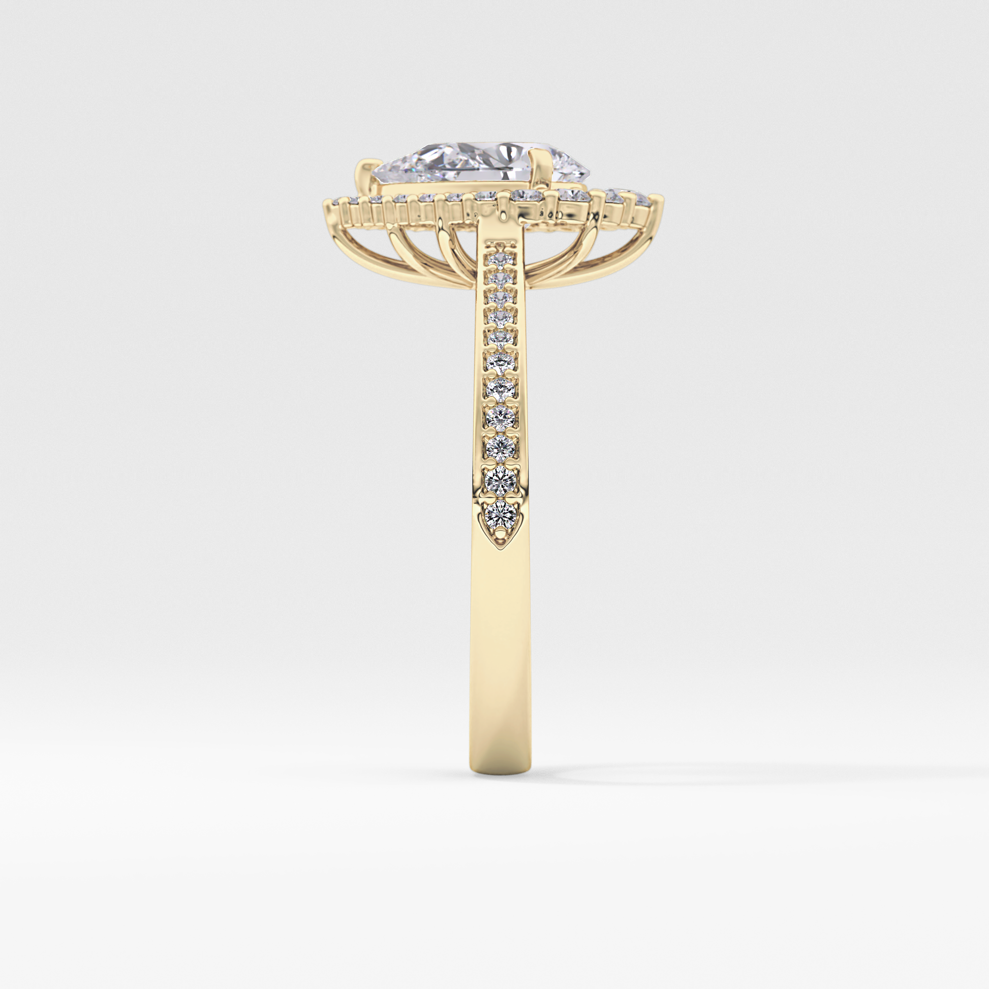 Pear Cut 1.2 Carat Moissanite Ring – Halo & Pave Setting in Gold